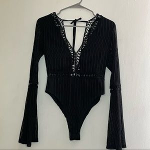 SINCERELY SALLY BOUTIQUE PARIS BODY SUIT BLSCK LACE BODYSUIT BOHO